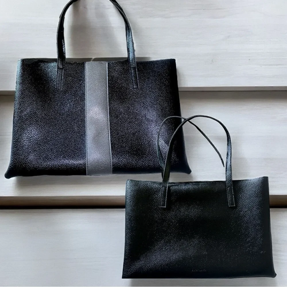 Vince Camuto Bags l Black Leather Open Tote l Double-Handle l Medium l EUC